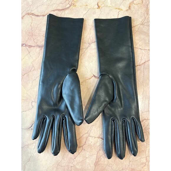 Norma Kamali Short Gloves in Black Xs Small New Womens Vegan Faux Leather - Picture 6 of 10